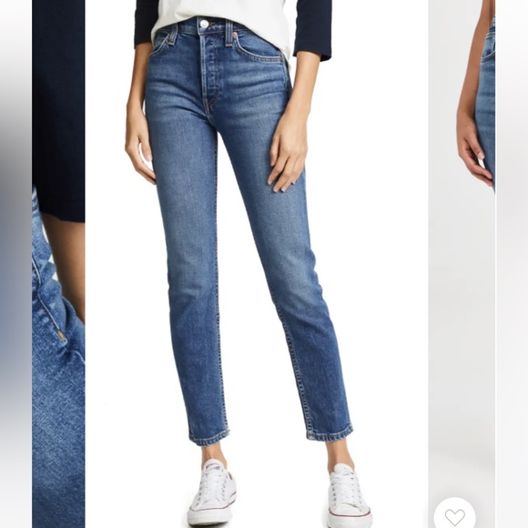 Re/Done 90s High Rise Ankle Crop Hazey Indigo - Picture 2 of 12